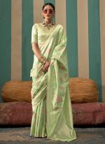 Linen Light Green Festival Wear Weaving Saree